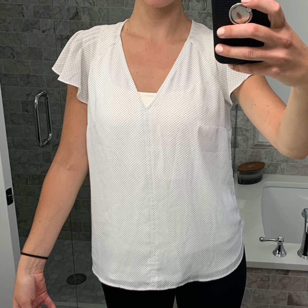 Dotted flutter sleeve blouse